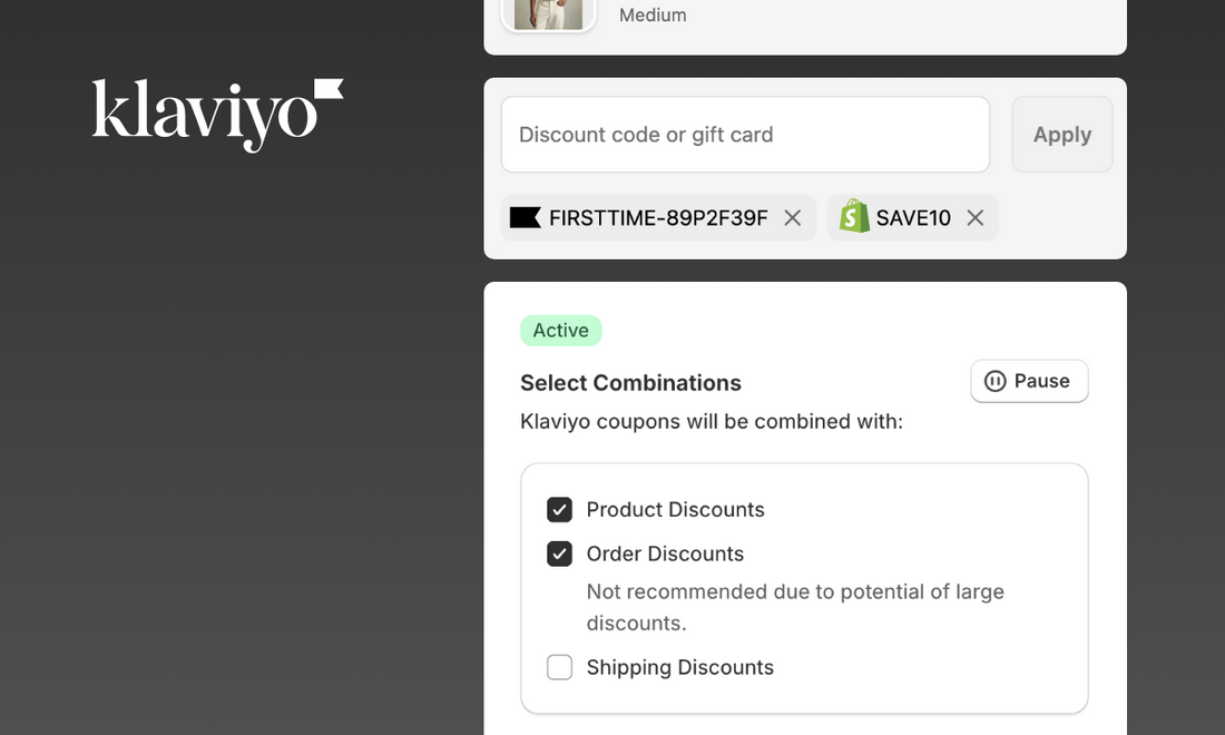 How to combine Klaviyo discount codes with Shopify discounts at checkout